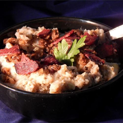 Garlic Mashed Potatoes with Eggplant