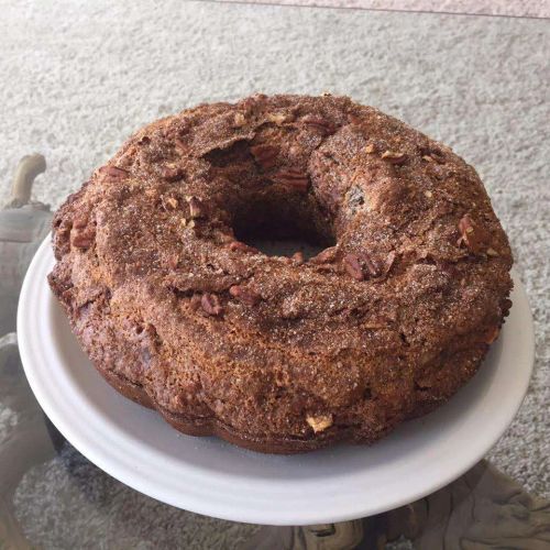 Lighter Coffee Cake with Yogurt, Pecans, and Raisins