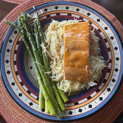 Air Fryer Salmon with Maple-Bourbon Glaze