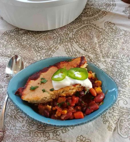 Veggie Chili Cornbread Casserole