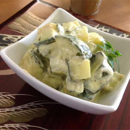 Cream Cheesy Cubed Zucchini with Lemon and Oregano