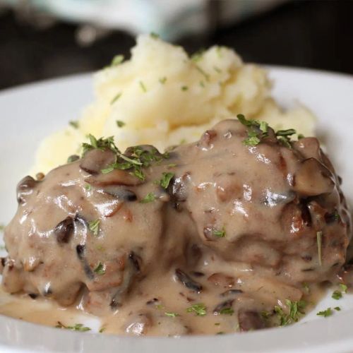 Wild Rice Meatballs in Mushroom Sauce