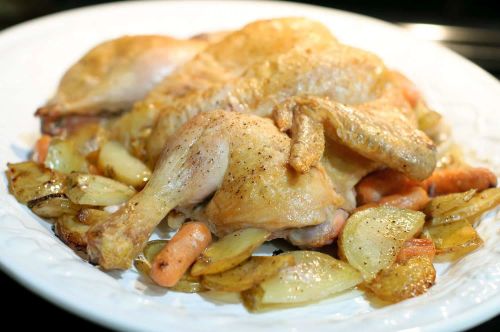 Roasted Spatchcocked Chicken with Potatoes