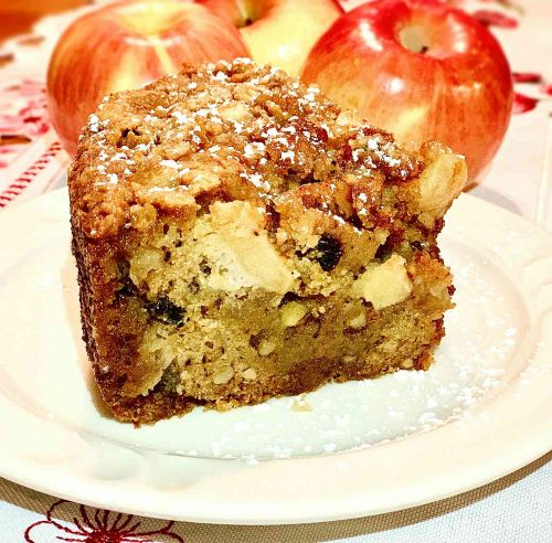 Cranberry-Apple Cake with Salted Caramel Glaze