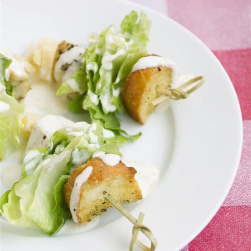 Chicken Caesar Salad on a Stick