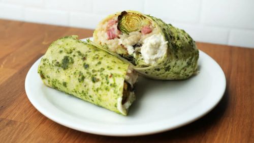 Bacon And Brussels Burrata Di Bufala Risotto Burrito