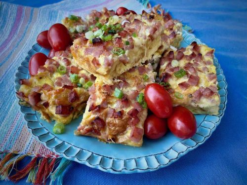 Overnight Breakfast Bake with Ham, Cheese, and Croissants