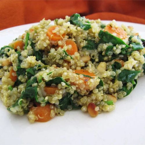 Carrot, Tomato, and Spinach Quinoa Pilaf