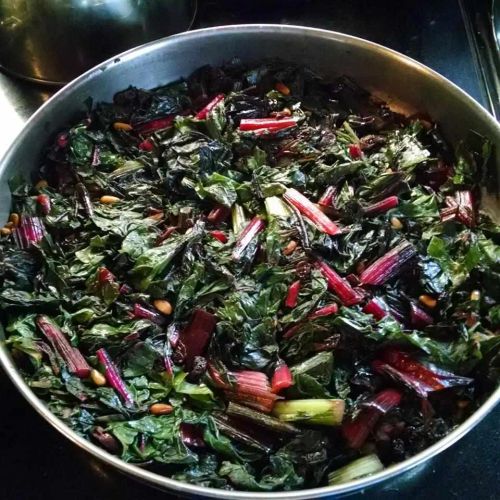 Spanish-Style Swiss Chard with Raisins and Pine Nuts