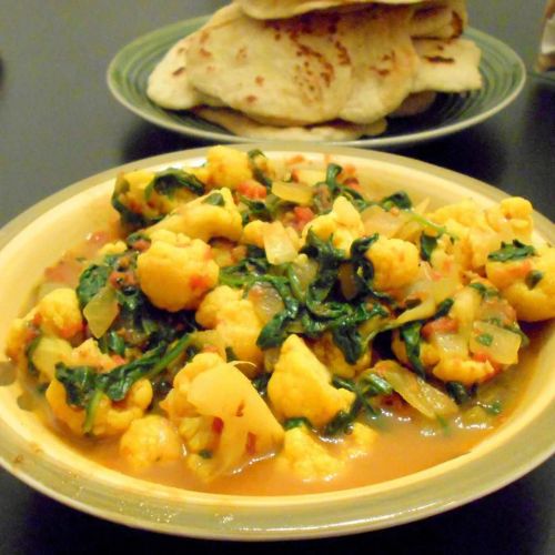 Spinach and Cauliflower Bhaji