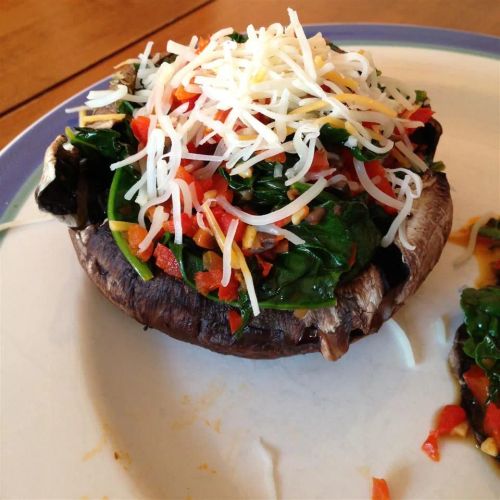 Spinach Stuffed Portobello Mushrooms with Avocado