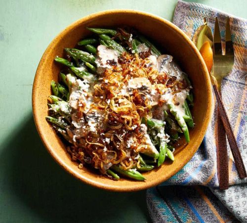 Green Beans with Creamy Mushroom Sauce