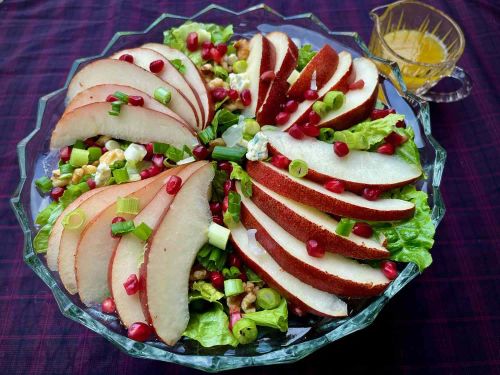 Red Pear, Pomegranate, and Gorgonzola Salad