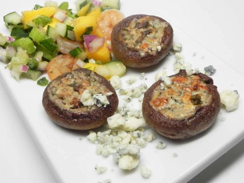 Grilled Mushrooms Stuffed with Basil and Blue Cheese Butter