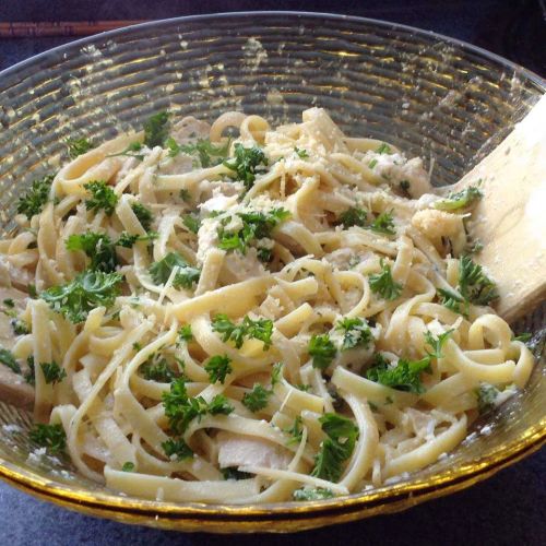 Lighter Chicken Fettuccine Alfredo