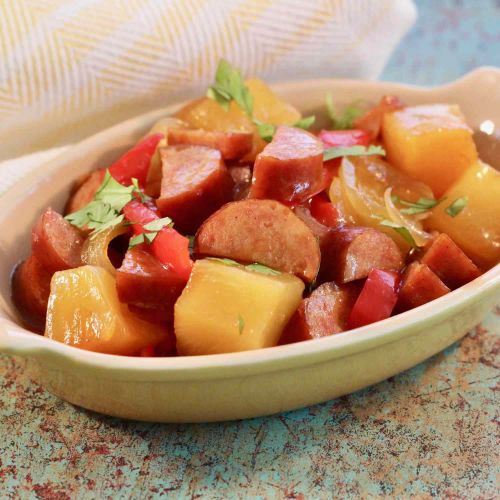 Slow Cooker Sweet and Sour Kielbasa with Pineapple