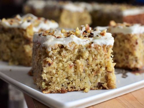 Toasted Almond and Coconut Cake with White Chocolate Ganache