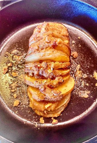 Hasselback Sweet Potato with Pecan Streusel