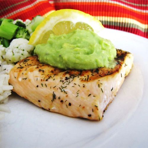 Grilled Salmon with Avocado Dip