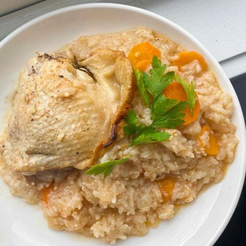 Slow Cooker Lemon-Garlic Chicken and Rice