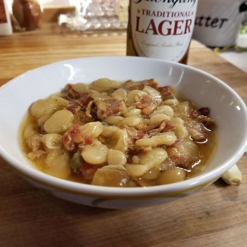 Pressure Cooker Butter Beans with Beer and Bacon