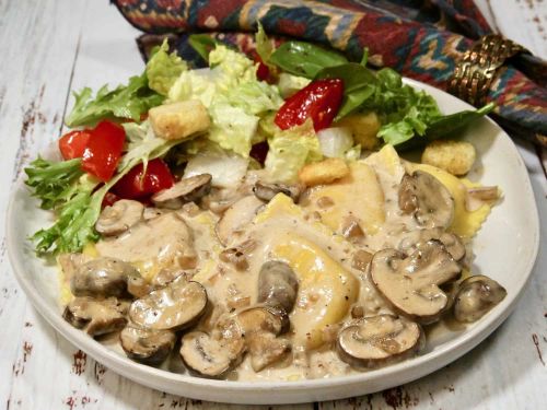 Mushroom Ravioli in a Creamy Marsala Wine Sauce