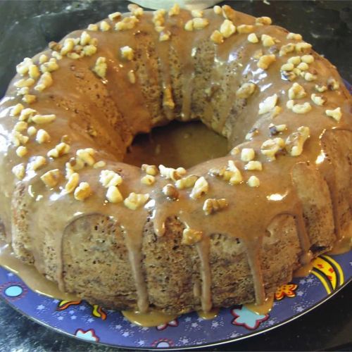 Apple Walnut Cake with Lemon Glaze