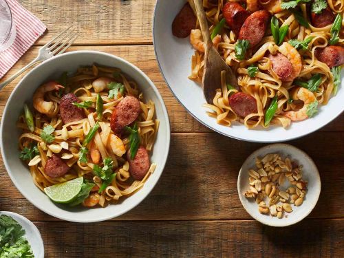 Easy Pad Thai with Shrimp and Hillshire Farm® Smoked Sausage