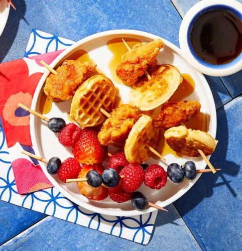 Air Fryer Chicken and Waffle Kabobs