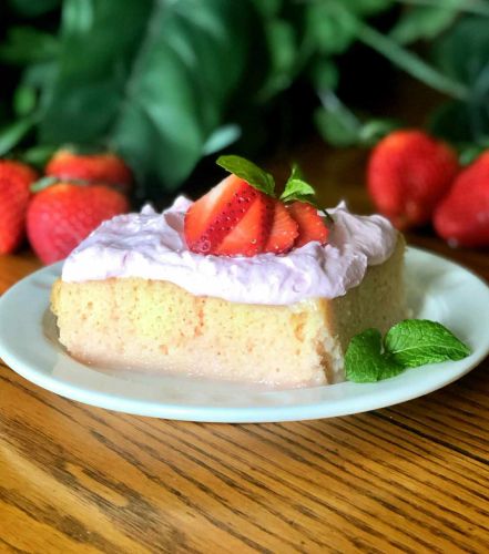 Strawberries and Cream Baileys Poke Cake