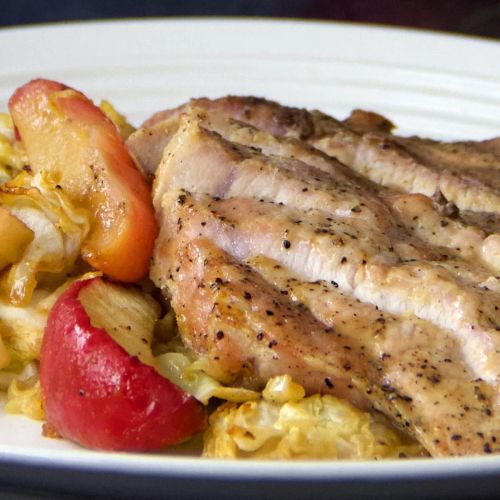 Sheet-Pan Pork Chops, Apple, & Cabbage Dinner