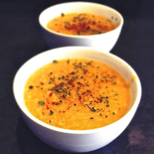 Red Lentil and Yellow Split Pea Soup Made with a Pressure Cooker