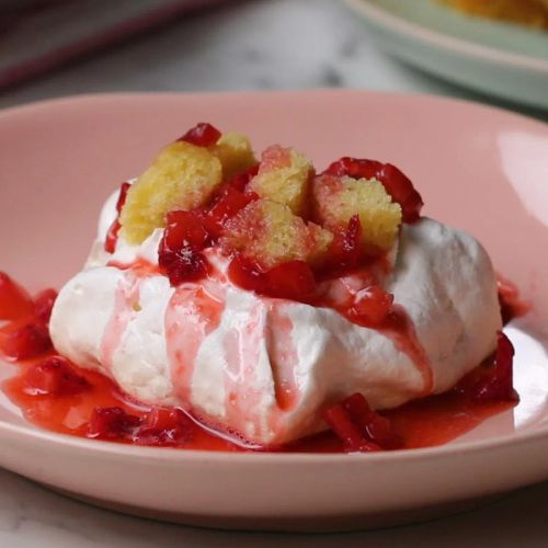 Strawberry Shortcake Meringue Nests