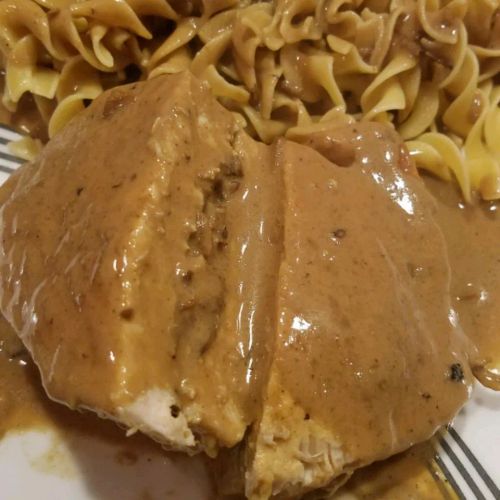 Bacon-Stuffed Pork Chops with Creamy Balsamic Sauce