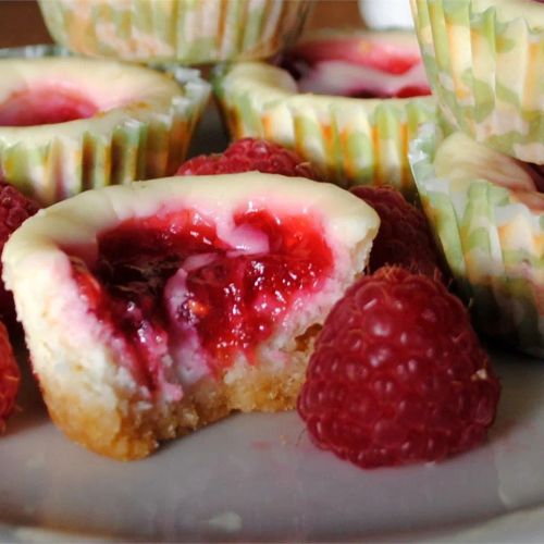 Key Lime Cheesecakes with Raspberry Swirls