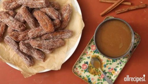 Pumpkin Spice Churros with Salted Maple Caramel Dip