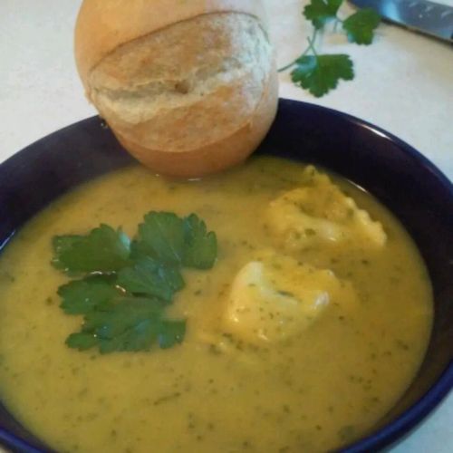 Butternut Squash Soup with Spinach Ravioli