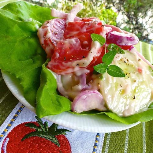 Creamy Cucumber and Tomato Salad