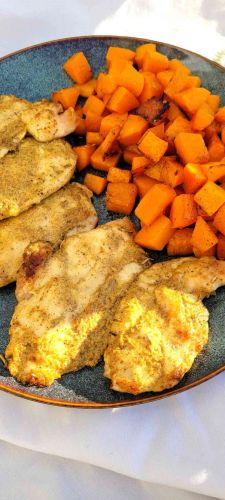 Sheet Pan Mustard Chicken with Roasted Butternut Squash