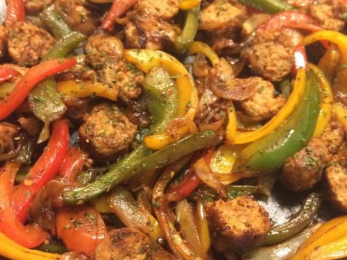 Spicy Sausage and Peppers Over Rice