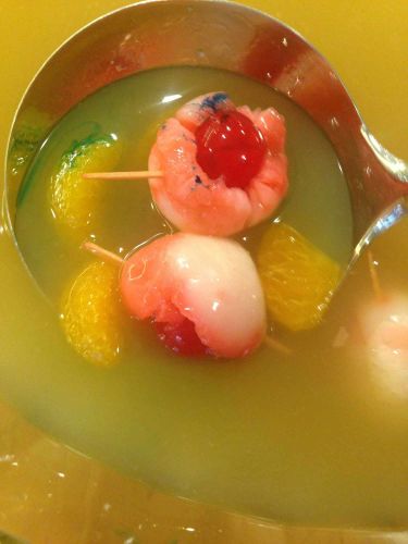 Non-Alcoholic Children's Halloween Punch with Eyeballs and Worms