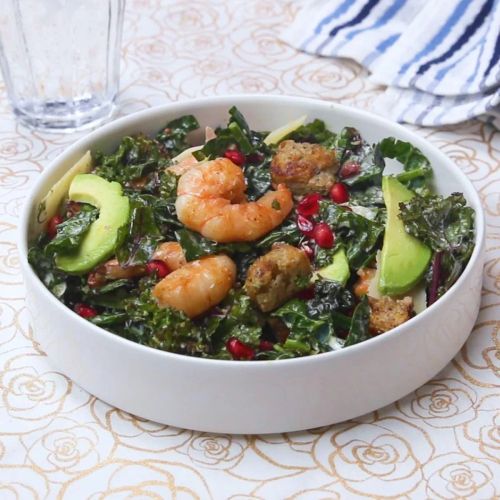 Shrimp Kale Caesar Salad