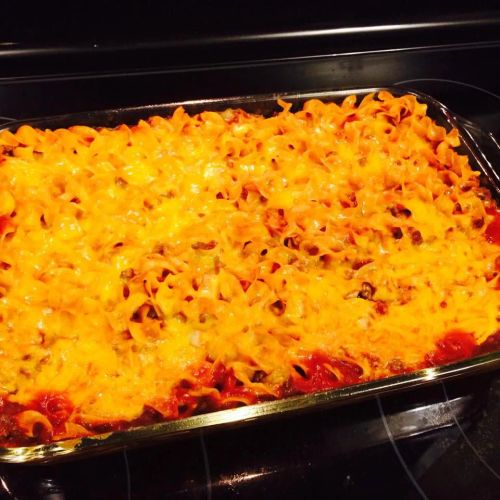 Chili Casserole with Egg Noodles