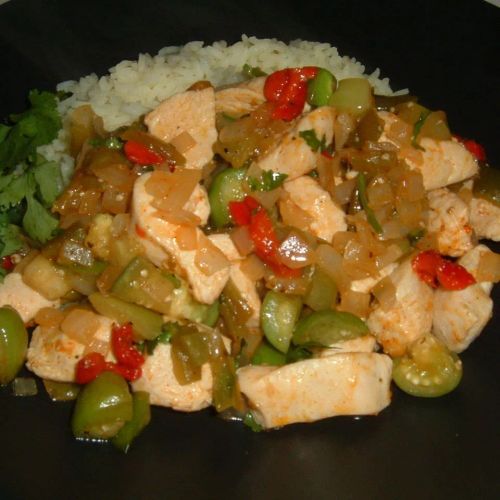 Chicken with Tomatillos and Poblanos