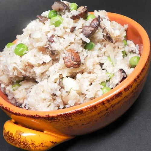 Cauliflower "Risotto" with Porcini Mushrooms and Peas