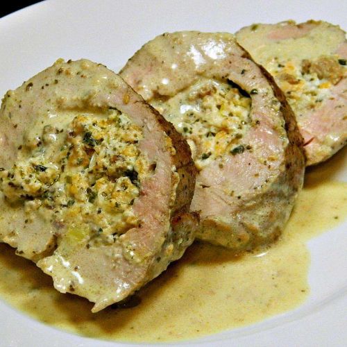 Pesto and Cheese Stuffed Pork Tenderloin