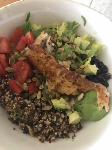 Cilantro-Lime Quinoa Bowl with Blackened Tilapia