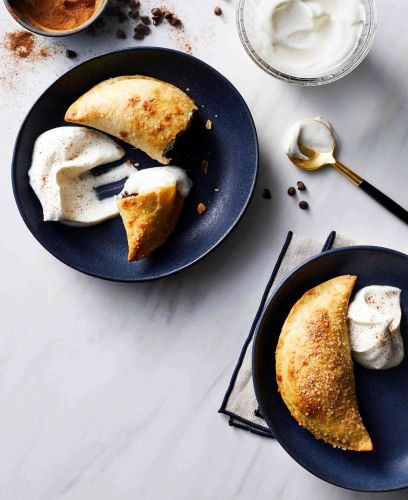 Air-Fried Chocolate-Banana Empanadas with Cinnamon Whipped Cream