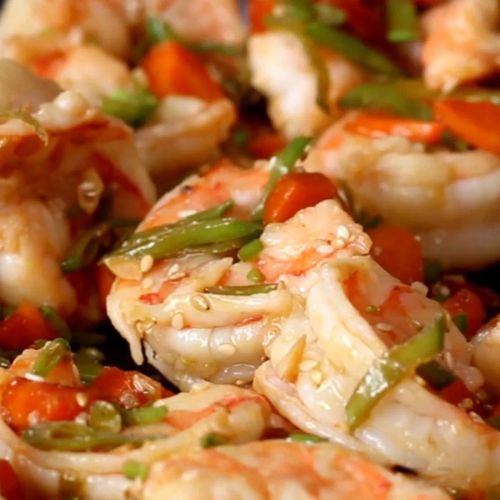 Carrot Sesame Shrimp Stir-fry