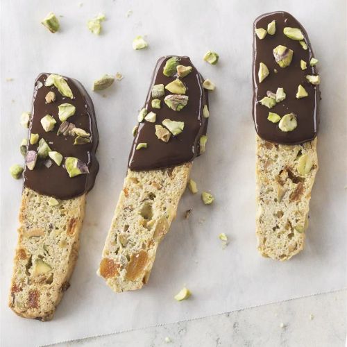 Chocolate-Dipped Pistachio Biscotti